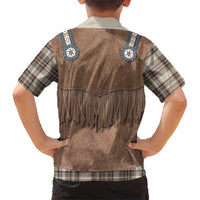 Retro Brown Beige Plaid Kid Hawaiian Shirt Western Cowboy Vest Costume - Wonder Print Shop