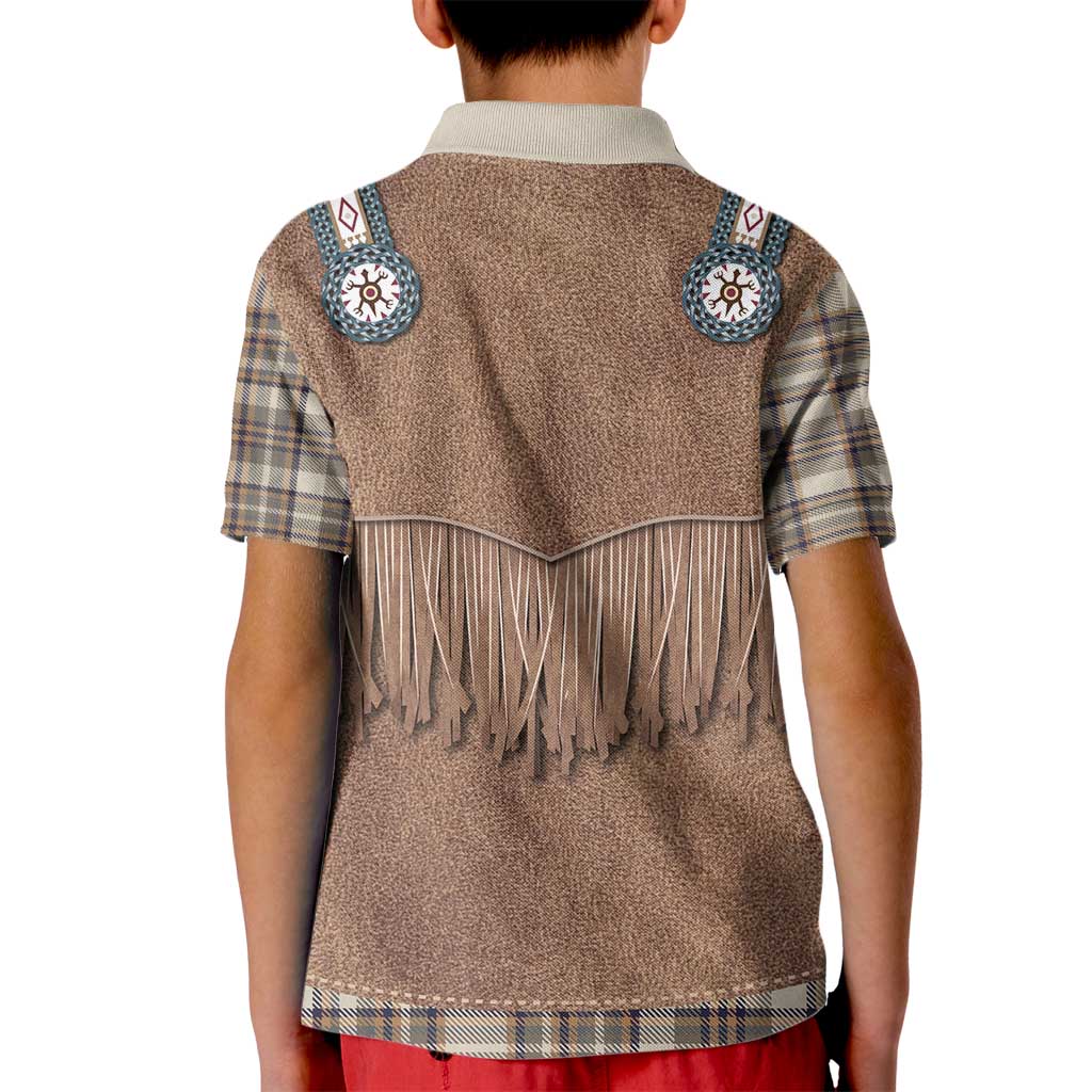 Retro Brown Beige Plaid Kid Polo Shirt Western Cowboy Vest Costume - Wonder Print Shop