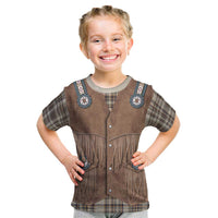 Retro Brown Beige Plaid Kid T Shirt Western Cowboy Vest Costume - Wonder Print Shop