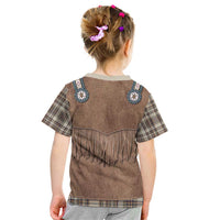 Retro Brown Beige Plaid Kid T Shirt Western Cowboy Vest Costume - Wonder Print Shop