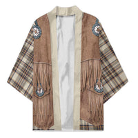 Retro Brown Beige Plaid Kimono Western Cowboy Vest Costume - Wonder Print Shop