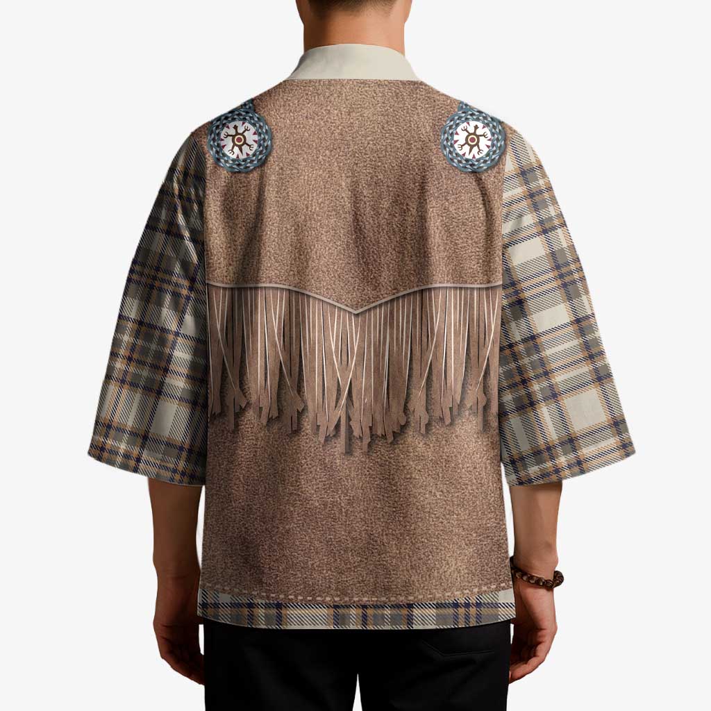 Retro Brown Beige Plaid Kimono Western Cowboy Vest Costume - Wonder Print Shop