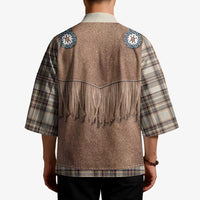 Retro Brown Beige Plaid Kimono Western Cowboy Vest Costume - Wonder Print Shop