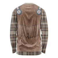 Retro Brown Beige Plaid Long Sleeve Shirt Western Cowboy Vest Costume - Wonder Print Shop