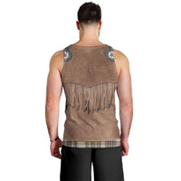Retro Brown Beige Plaid Men Tank Top Western Cowboy Vest Costume - Wonder Print Shop