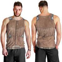 Retro Brown Beige Plaid Men Tank Top Western Cowboy Vest Costume - Wonder Print Shop