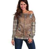 Retro Brown Beige Plaid Off Shoulder Sweater Western Cowboy Vest Costume - Wonder Print Shop