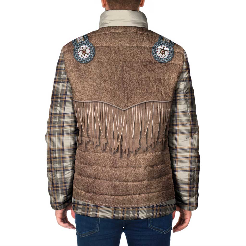 Retro Brown Beige Plaid Padded Jacket Western Cowboy Vest Costume - Wonder Print Shop