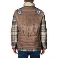 Retro Brown Beige Plaid Padded Jacket Western Cowboy Vest Costume - Wonder Print Shop