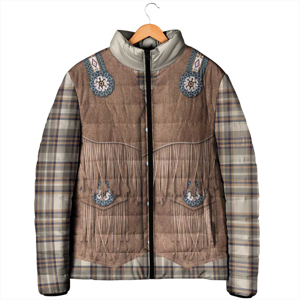 Retro Brown Beige Plaid Padded Jacket Western Cowboy Vest Costume - Wonder Print Shop