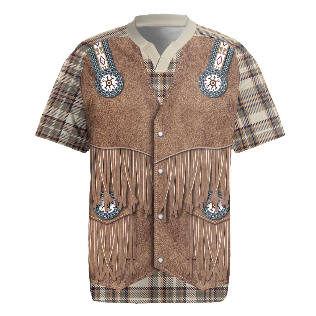 Retro Brown Beige Plaid Rugby Jersey Western Cowboy Vest Costume - Wonder Print Shop