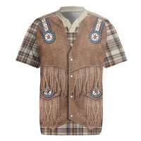 Retro Brown Beige Plaid Rugby Jersey Western Cowboy Vest Costume - Wonder Print Shop