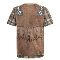 Retro Brown Beige Plaid Rugby Jersey Western Cowboy Vest Costume - Wonder Print Shop