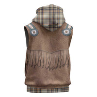 Retro Brown Beige Plaid Sleeveless Zip Hoodie Western Cowboy Vest Costume - Wonder Print Shop