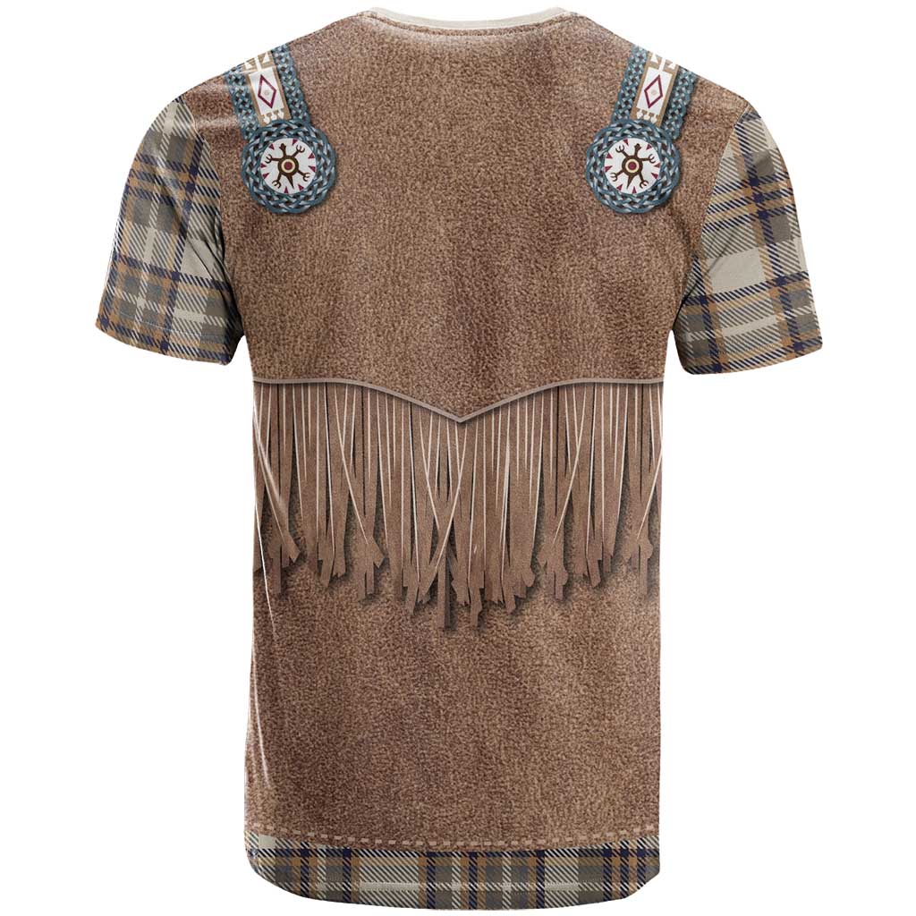 Retro Brown Beige Plaid T Shirt Western Cowboy Vest Costume - Wonder Print Shop