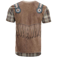 Retro Brown Beige Plaid T Shirt Western Cowboy Vest Costume - Wonder Print Shop
