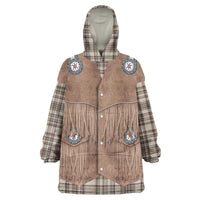 Retro Brown Beige Plaid Wearable Blanket Hoodie Western Cowboy Vest Costume - Wonder Print Shop
