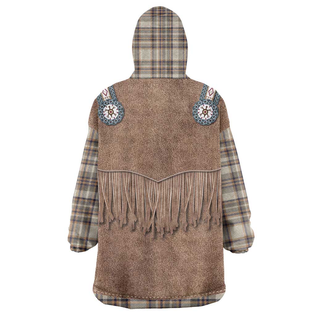 Retro Brown Beige Plaid Wearable Blanket Hoodie Western Cowboy Vest Costume - Wonder Print Shop