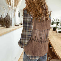 Retro Brown Beige Plaid Women Casual Shirt Western Cowboy Vest Costume - Wonder Print Shop