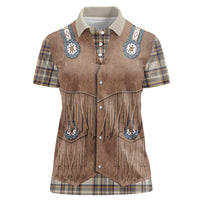Retro Brown Beige Plaid Women Polo Shirt Western Cowboy Vest Costume - Wonder Print Shop
