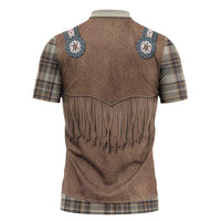 Retro Brown Beige Plaid Zipper Polo Shirt Western Cowboy Vest Costume - Wonder Print Shop