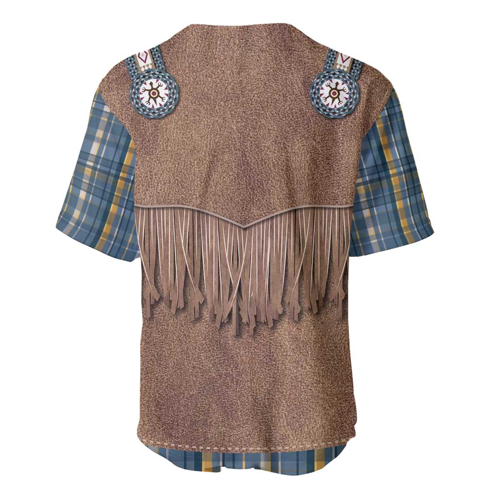 Retro Blue Yellow Plaid Baseball Jersey Western Cowboy Vest Costume - Wonder Print Shop
