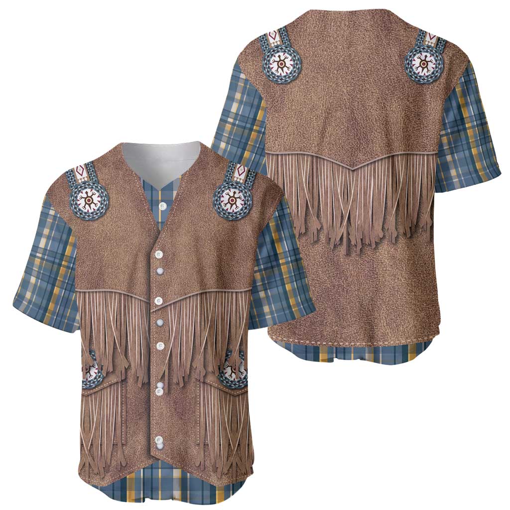Retro Blue Yellow Plaid Baseball Jersey Western Cowboy Vest Costume - Wonder Print Shop