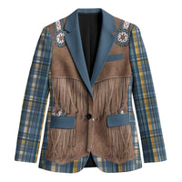 Retro Blue Yellow Plaid Blazer Western Cowboy Vest Costume - Wonder Print Shop