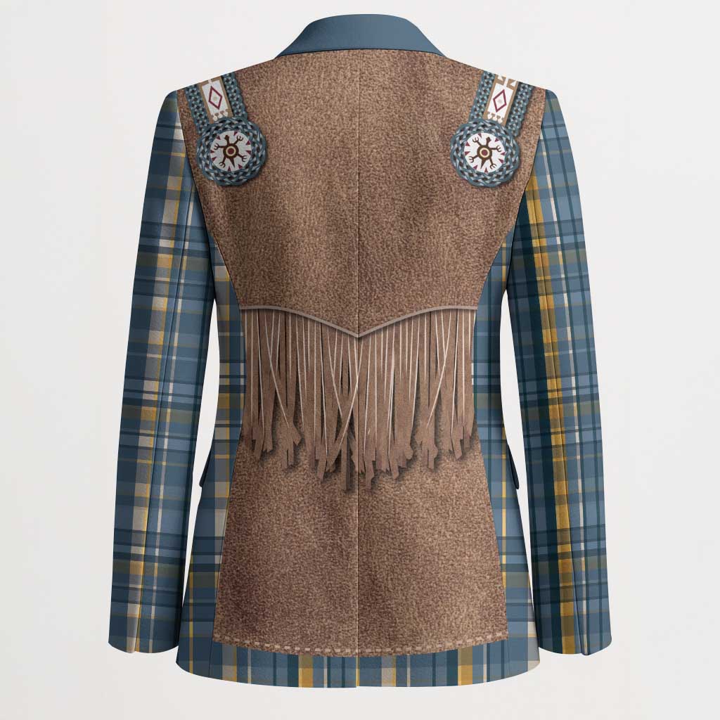 Retro Blue Yellow Plaid Blazer Western Cowboy Vest Costume - Wonder Print Shop