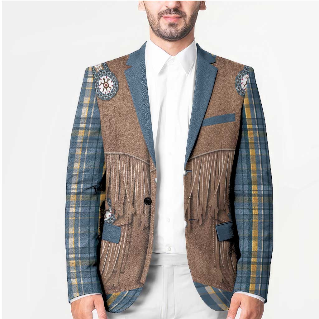 Retro Blue Yellow Plaid Blazer Western Cowboy Vest Costume - Wonder Print Shop