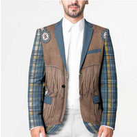 Retro Blue Yellow Plaid Blazer Western Cowboy Vest Costume - Wonder Print Shop