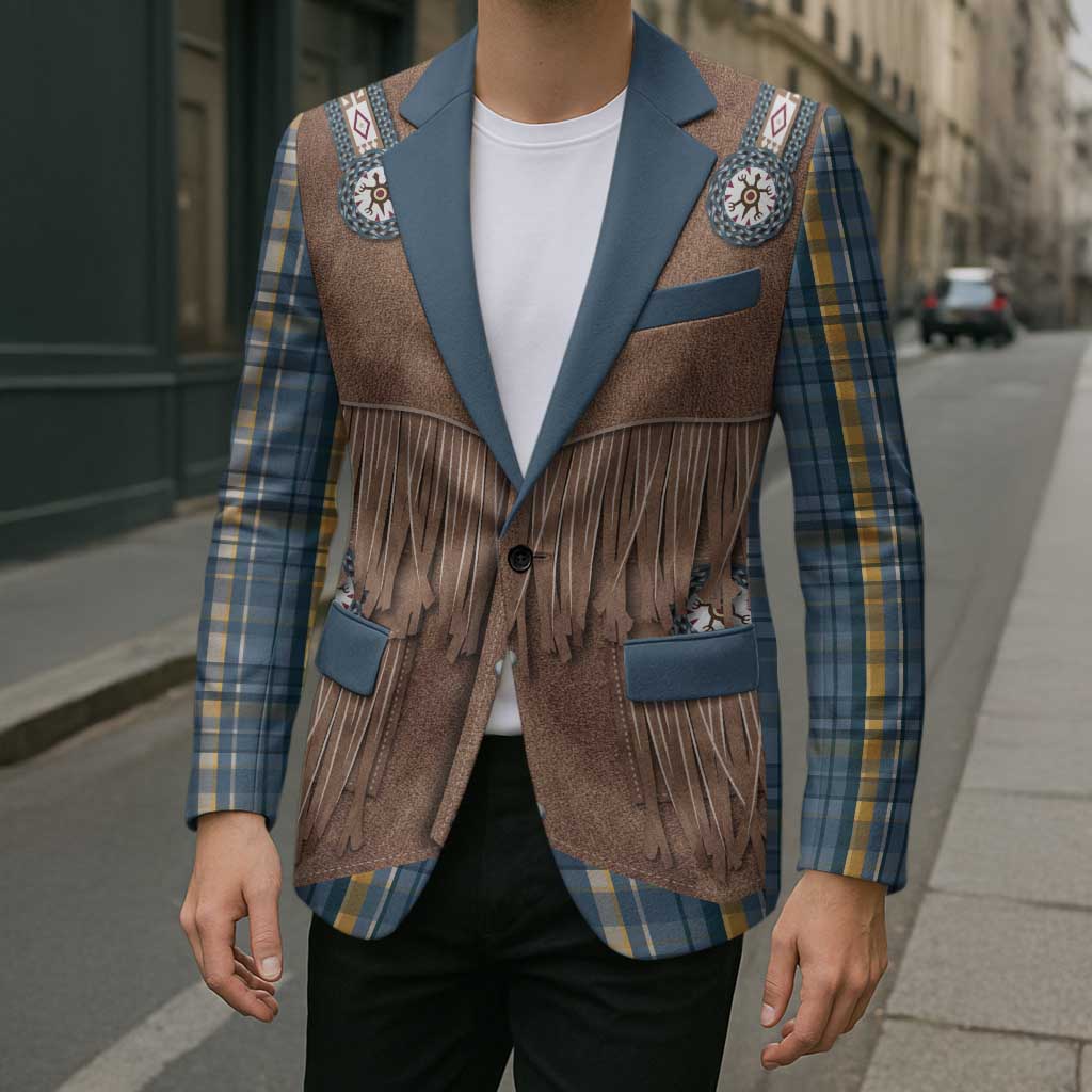 Retro Blue Yellow Plaid Blazer Western Cowboy Vest Costume - Wonder Print Shop