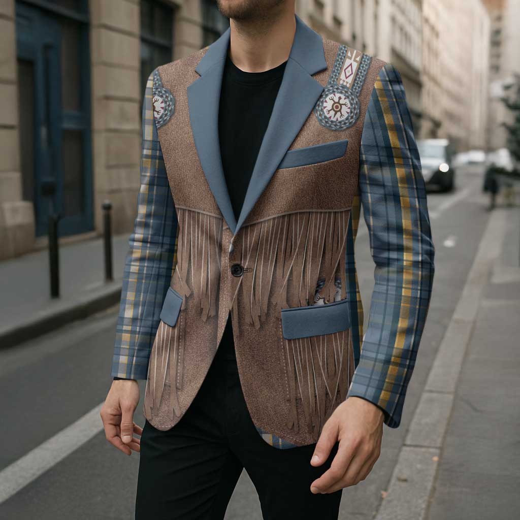 Retro Blue Yellow Plaid Blazer Western Cowboy Vest Costume - Wonder Print Shop