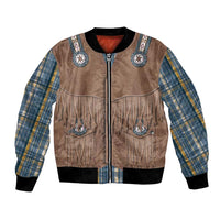 Retro Blue Yellow Plaid Bomber Jacket Western Cowboy Vest Costume - Wonder Print Shop