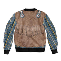 Retro Blue Yellow Plaid Bomber Jacket Western Cowboy Vest Costume - Wonder Print Shop