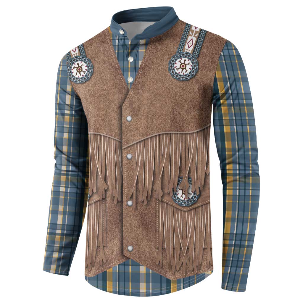 Retro Blue Yellow Plaid Button Sweatshirt Western Cowboy Vest Costume - Wonder Print Shop