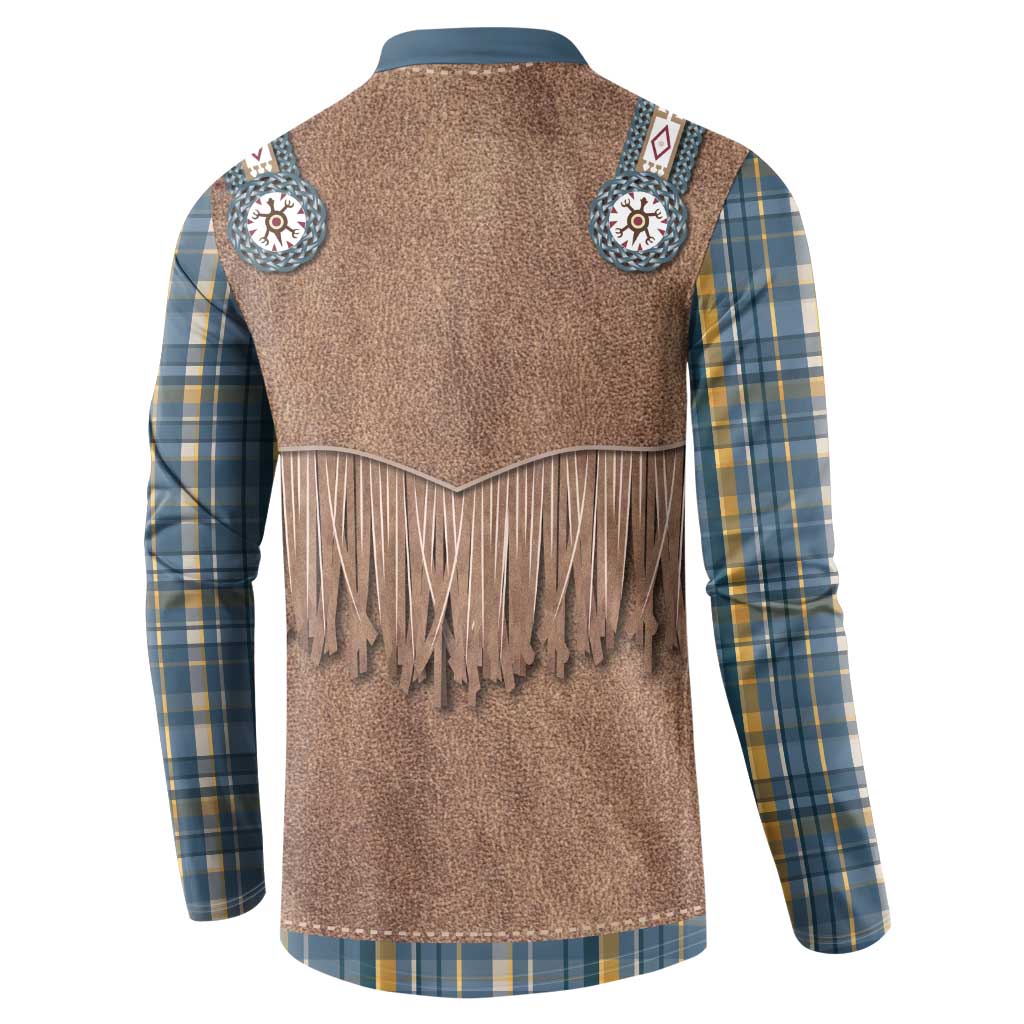 Retro Blue Yellow Plaid Button Sweatshirt Western Cowboy Vest Costume - Wonder Print Shop