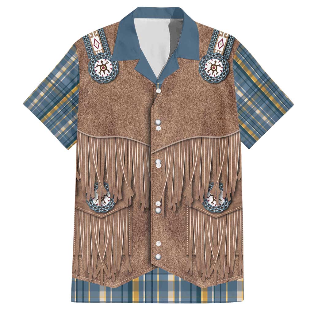 Retro Blue Yellow Plaid Hawaiian Shirt Western Cowboy Vest Costume - Wonder Print Shop