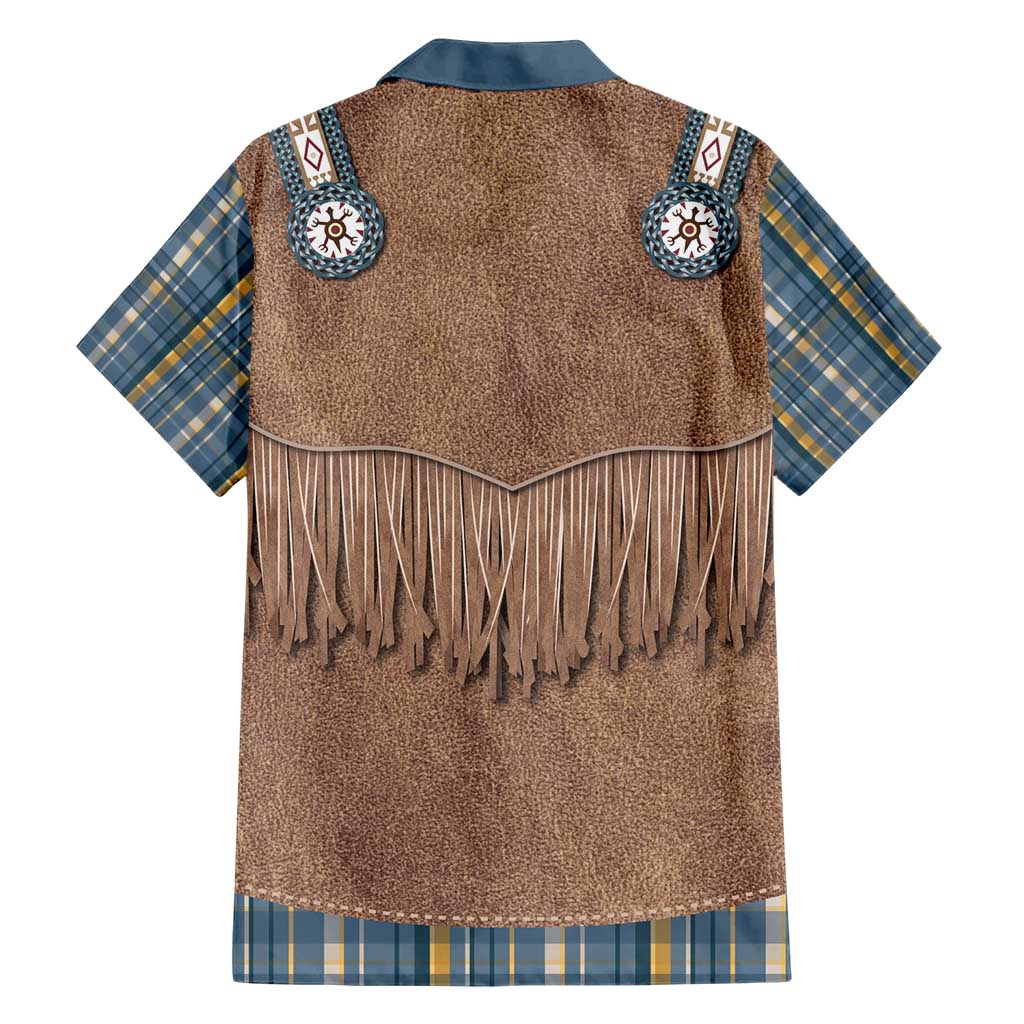 Retro Blue Yellow Plaid Hawaiian Shirt Western Cowboy Vest Costume - Wonder Print Shop