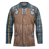 Retro Blue Yellow Plaid Hockey Jersey Western Cowboy Vest Costume - Wonder Print Shop