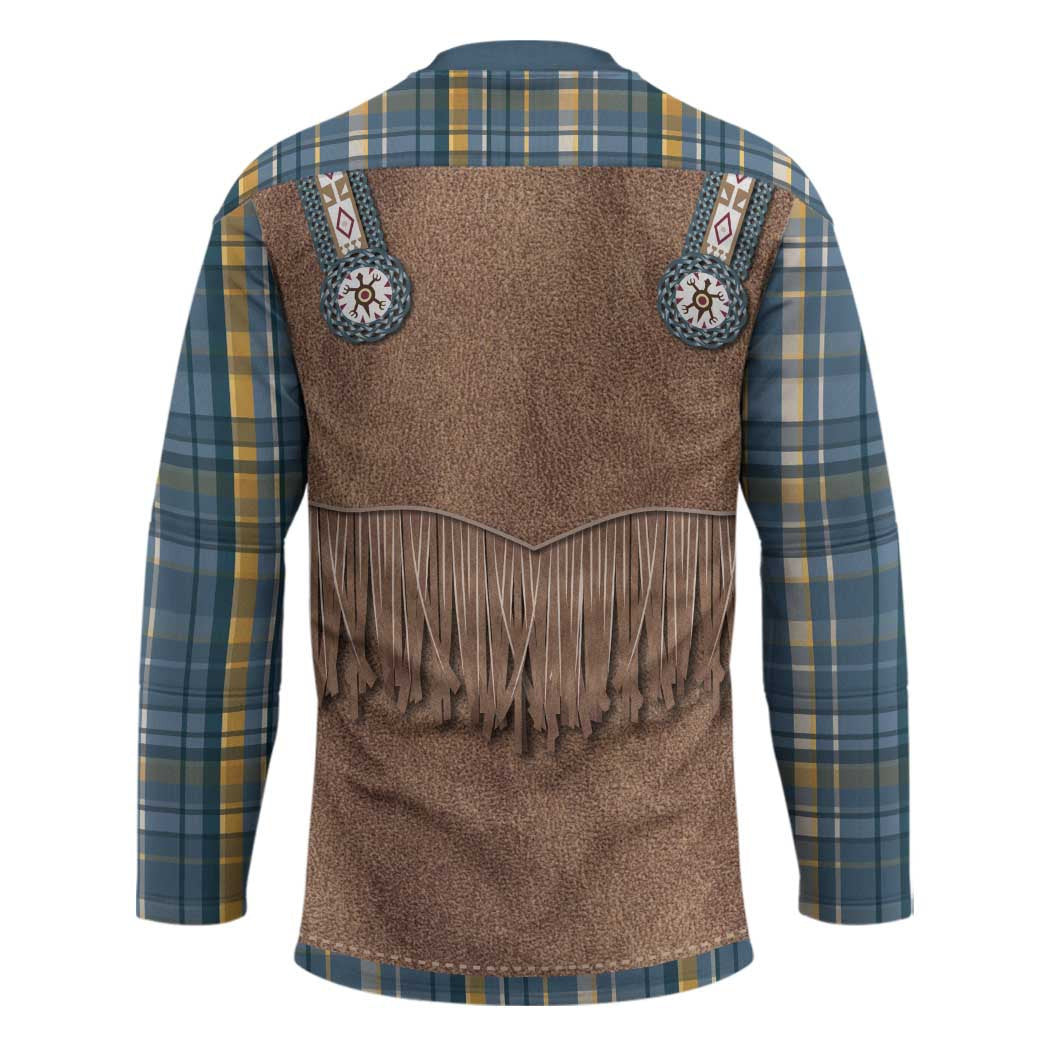 Retro Blue Yellow Plaid Hockey Jersey Western Cowboy Vest Costume - Wonder Print Shop