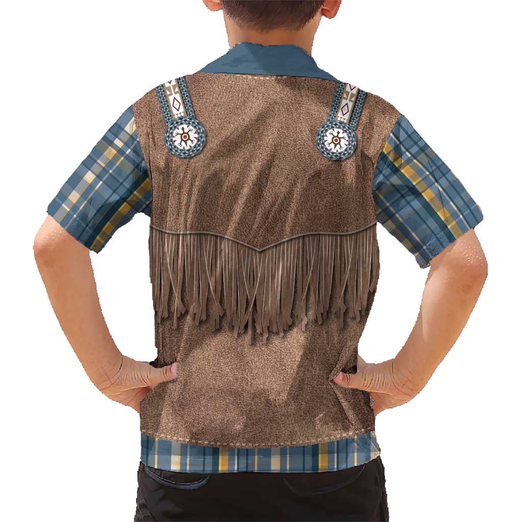 Retro Blue Yellow Plaid Kid Hawaiian Shirt Western Cowboy Vest Costume - Wonder Print Shop