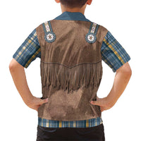 Retro Blue Yellow Plaid Kid Hawaiian Shirt Western Cowboy Vest Costume - Wonder Print Shop