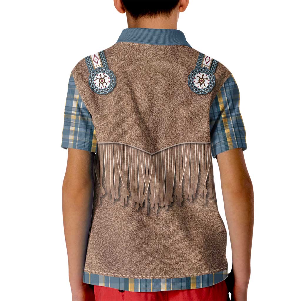 Retro Blue Yellow Plaid Kid Polo Shirt Western Cowboy Vest Costume - Wonder Print Shop