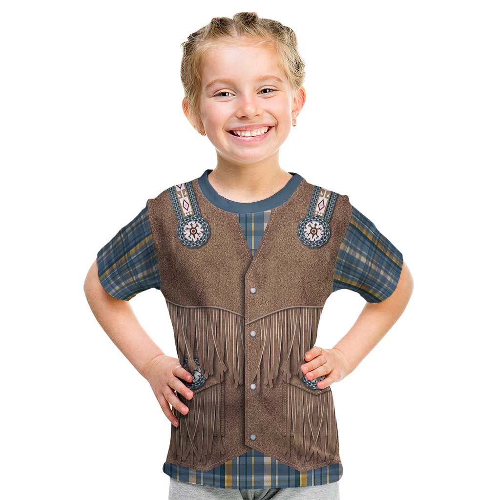 Retro Blue Yellow Plaid Kid T Shirt Western Cowboy Vest Costume - Wonder Print Shop