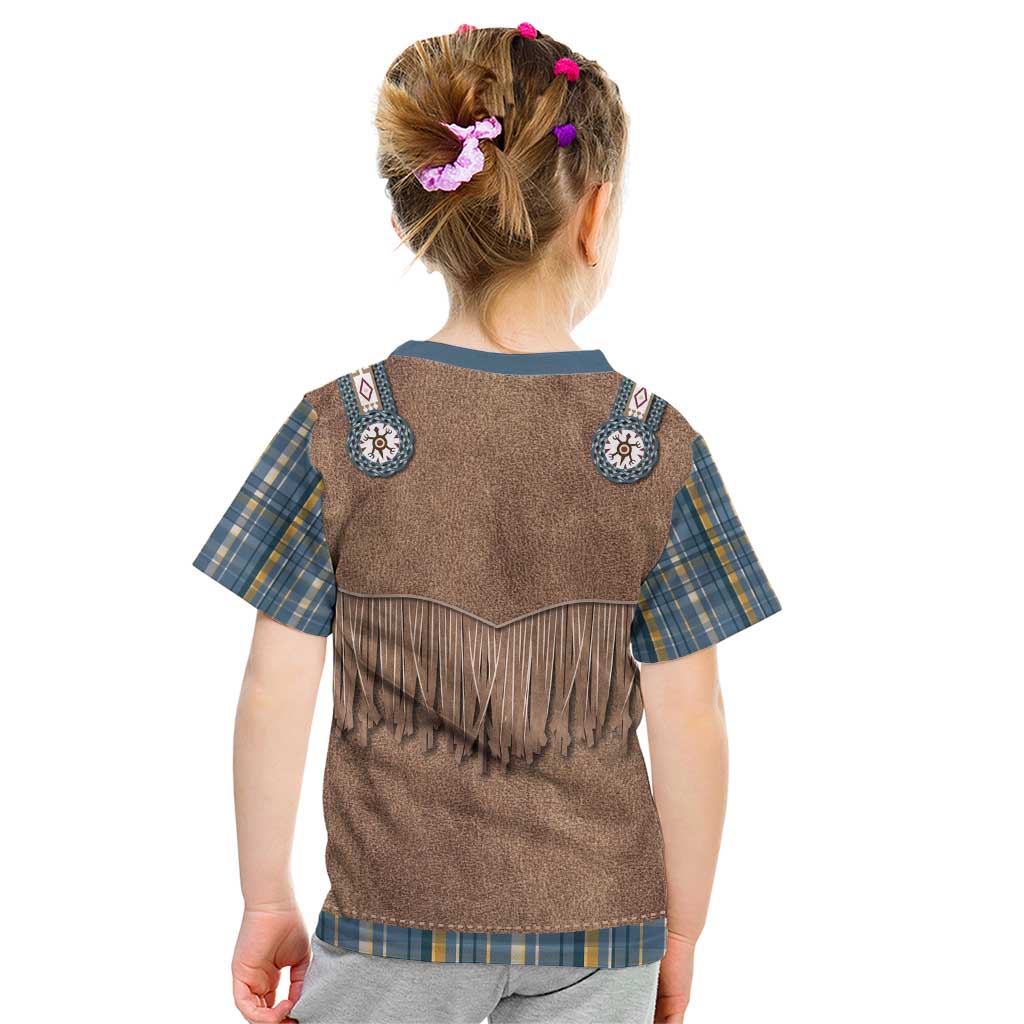 Retro Blue Yellow Plaid Kid T Shirt Western Cowboy Vest Costume - Wonder Print Shop