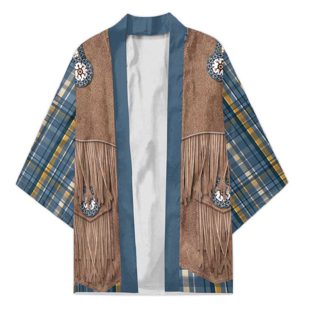 Retro Blue Yellow Plaid Kimono Western Cowboy Vest Costume - Wonder Print Shop