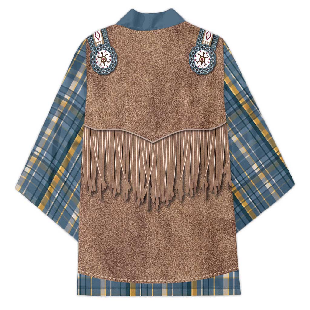 Retro Blue Yellow Plaid Kimono Western Cowboy Vest Costume - Wonder Print Shop