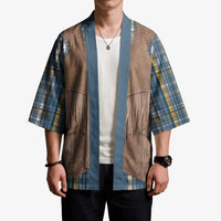 Retro Blue Yellow Plaid Kimono Western Cowboy Vest Costume - Wonder Print Shop