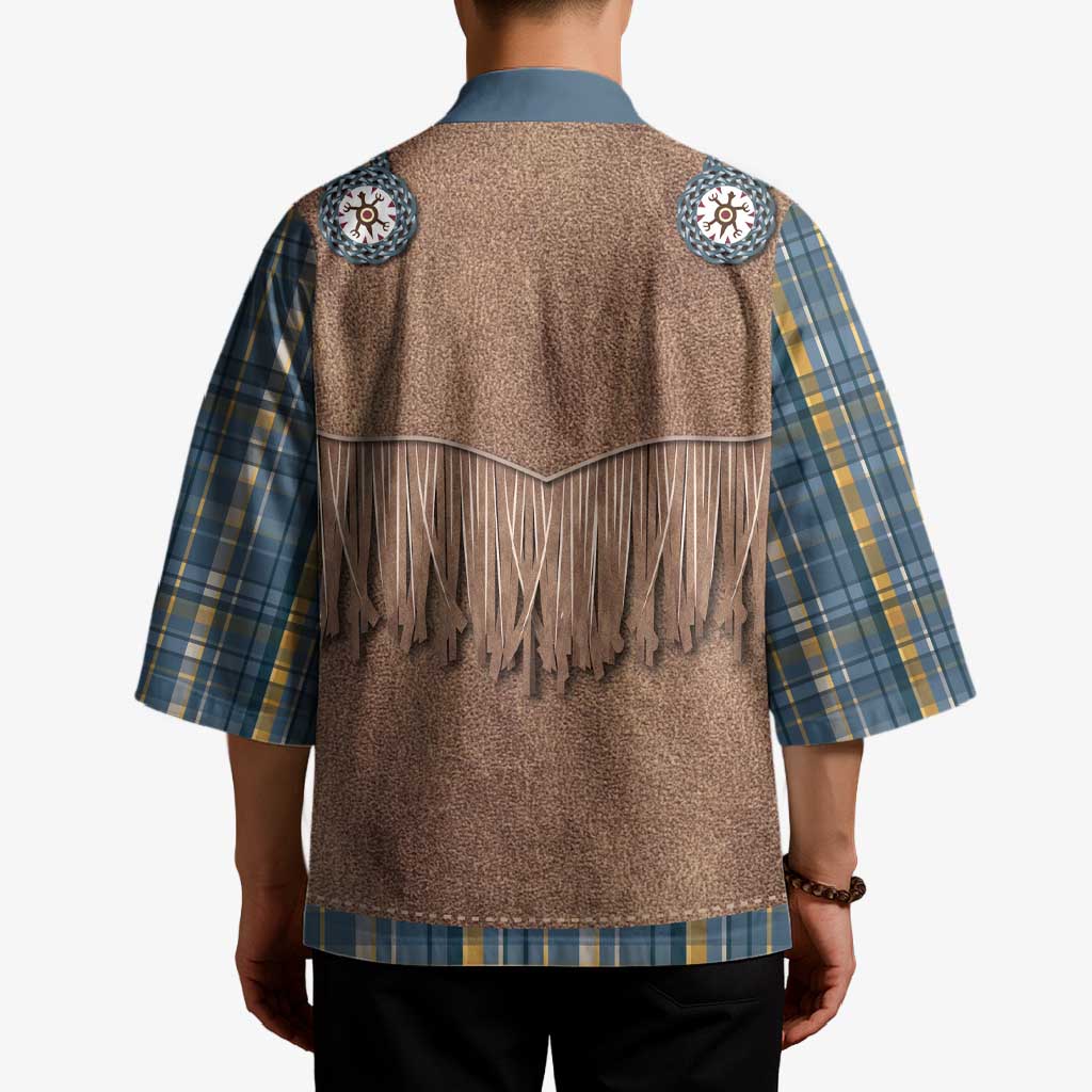 Retro Blue Yellow Plaid Kimono Western Cowboy Vest Costume - Wonder Print Shop